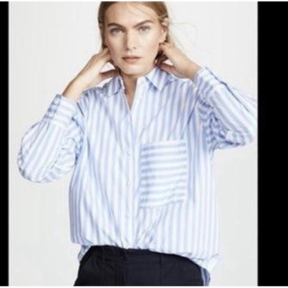 AYR The Deep End Shirt Lavender Stripe Button Up Long Sleeve Oversized Medium